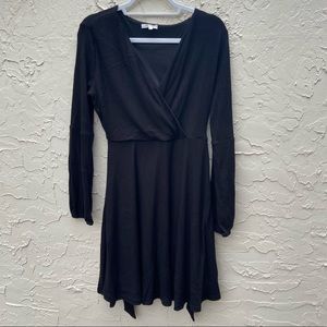 Maurices Black Long Sleeve Cross Front Dress
